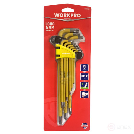 6-sided TORX Long 9pcs Keys in Holder WP222008 WORKPRO