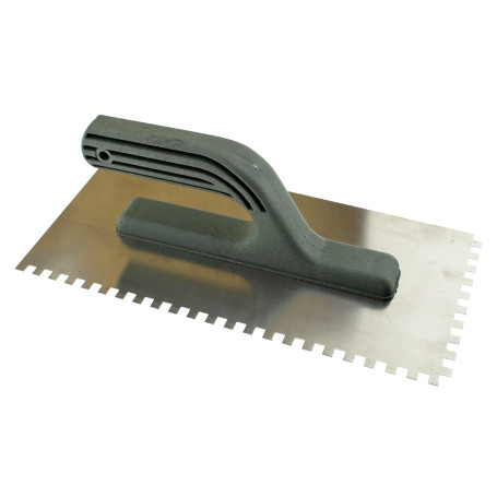 Гладилка зубчатая нержавеющая 130 х 280 мм, зуб 6х6мм, пласт.ручка, Чеглок (30)