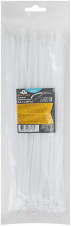 Хомуты нейлоновые для проводов, белые 100 шт., 4,8х300 мм