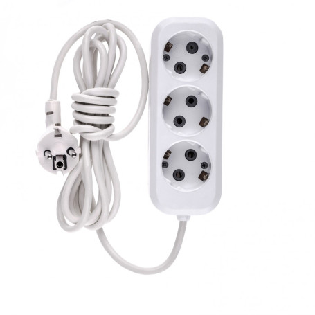 Household extension cord, uHz-10-203 series, with grounding, 3 m, 2 sockets, 10 A Denzel