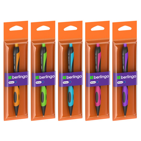 Ручка шариковая автоматическая Berlingo "Color Zone" синяя, 0,7 мм, корпус ассорти, пакет с европодвесом