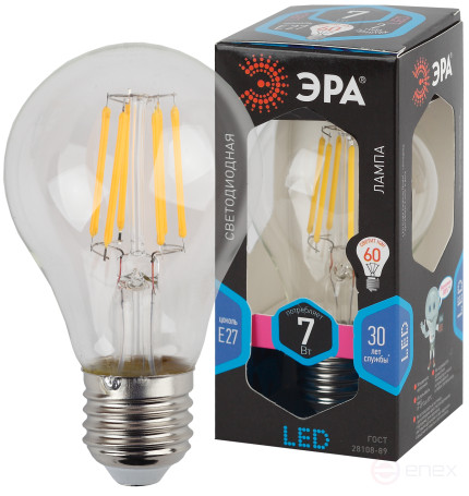 LED lamp ERA F-LED A60-7W-840-E27 7W Filament Pear Neutral White Light E27
