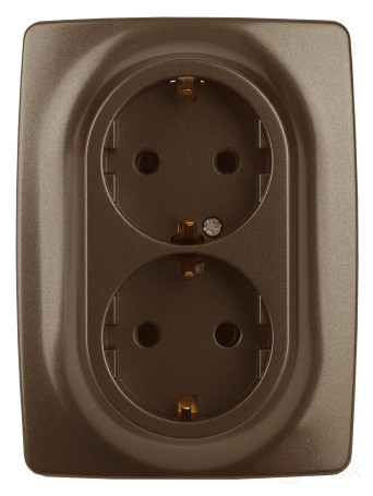 Розетка ЭРА Серия 12 12-2106-13 двойная с заземлением 2X2P+E Schuko 16A-250В IP20 бронза