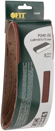 Endless sanding belts, water-resistant, fabric-based, 5 pcs., 75x457 mm P 240
