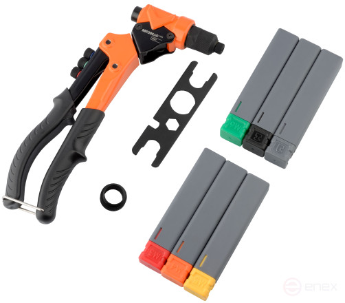 Rotary riveter for exhaust (2.4-6.4mm) and threaded (M3-M6) rivets Avtodor PRO 45401