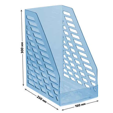 Лоток для бумаг вертикальный СТАММ "XXL", тонированный голубой