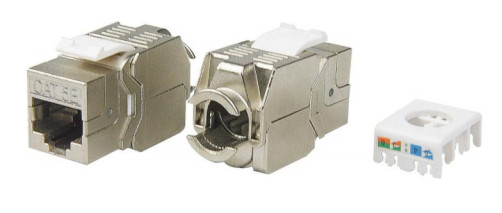 KJ8-8P8C-C5e-180-TLS-SH-F-WH Keystone Jack Insert RJ-45(8P8C), Category 5e, Shielded, 180 Degree Type, Toolless, White