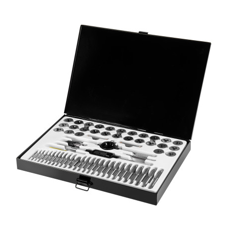 Set of taps and dies 60 items in a metal case