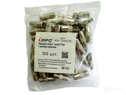 Переходник гнездо F - штекер TV Ripo