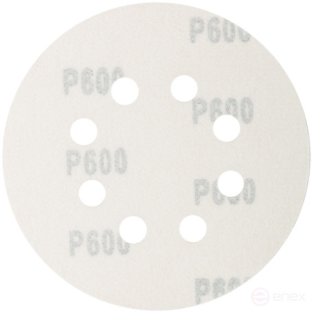 Круги абразивные шлифовальные перфорированные на ворсовой основе под "липучку" (Р600, 125 мм, 5шт.), CUTOP Profi