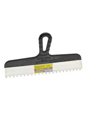 Шпатель зубчатый нержавеющий 350 мм, зуб 8х8 мм, ЧЕГЛОК (38)