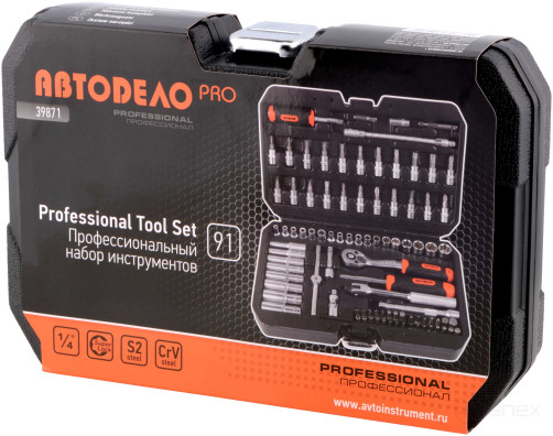 Set of socket heads 91pr. 1/4" DR Avtodor PRO (39871)