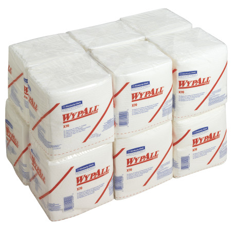 WypAll® X70 Cleaning Material - Folded in 1/4 / White (12 packs x 76 sheets)