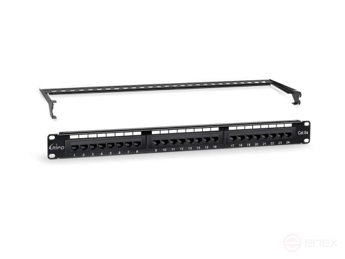 Патч-панель 19" (1U) Ripo, 24 порта RJ-45, категория 6A, Dual IDC, с LED-подсветкой
