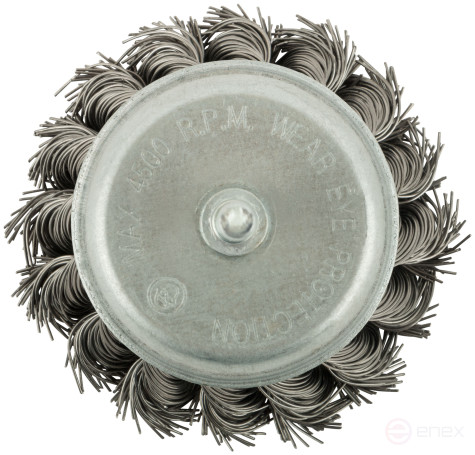 Корщетка чашечная, со шпилькой, стальная витая проволока 65 мм