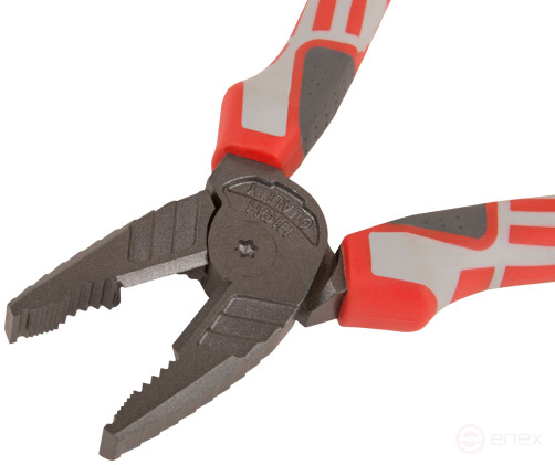 Плоскогубцы комбинированные "Эталон", CrV сталь, ребра жесткости на губках, тефлоновое покрытие, 3К прорезиненные ручки 180 мм
