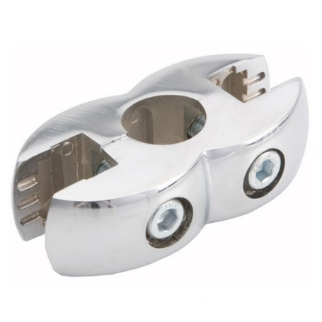 Соединитель стекло/плита к трубе d25 (551) двойной (с вкладышами), хром AKS