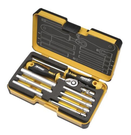 Felo Set of M-TEC rods with a ratchet and a 1/4" ERGONIC screwdriver in a case, 10 pcs 05781006