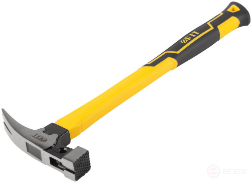 Молоток-гвоздодер, фиберглассовая усиленная удлиненная ручка, дополн. гвоздодер, 27 мм, 370 гр.