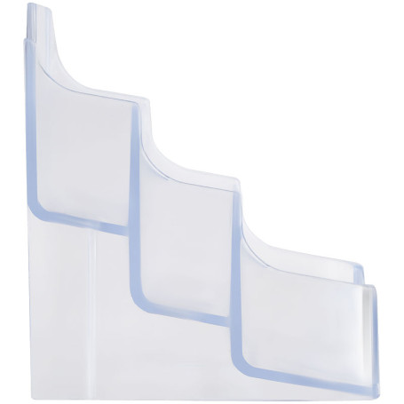 Подставка для визиток настольная СТАММ 70*102мм, 3 отделения, прозрачная