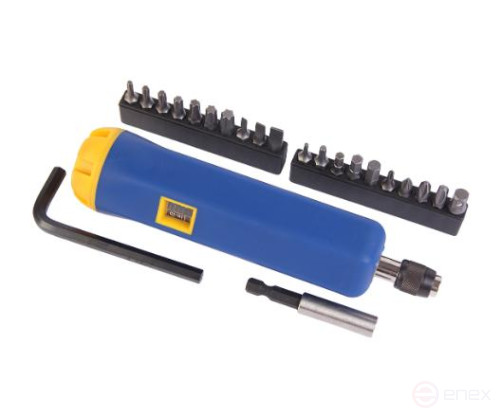 Отвертка динамометрическая 1/4" с набором бит и адаптеров в кейсе JTC