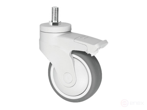 Колесная опора д.75 мм с резьбовым стержнем М10х25 и тормозом