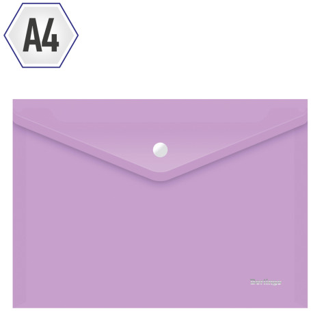Папка-конверт на кнопке Berlingo "Starlight" А4, 180 мкм, прозрачная фиолетовая, индив. ШК