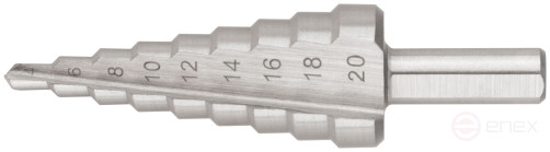 HSS step drill for metal, 9 steps, 4-20 mm