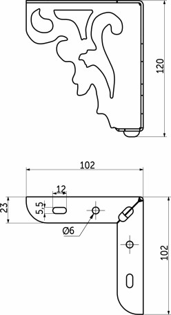 Опора меб. мет. резная h120 угловая черный AKS