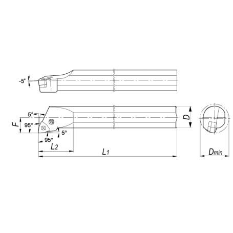 Turning holder S32S-PWLNR08 boring right