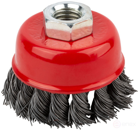 Корщетка чашечная, гайка М14, стальная витая проволока 65 мм