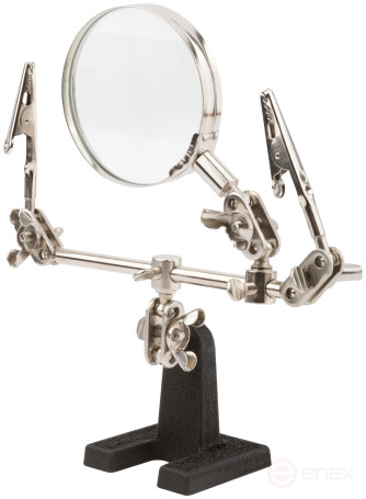 Зажим для пайки с лупой ( Пост монтажный "3-я рука") 62 мм - 3Х