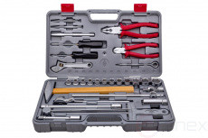 A set of screwdrivers and screws in a zippered case, 9 items