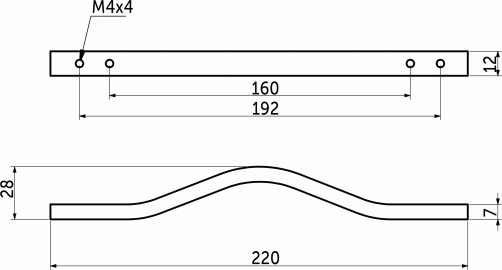 Ручка меб. скоба алюм. MELISA 160-192/220 черный матовый, AKS