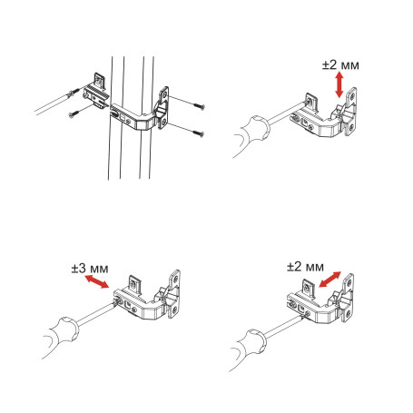 Петля под фальшпанель 90° с доводчиком 45мм h6 несъемная планка AKS (еврошурупы) короткое плечо