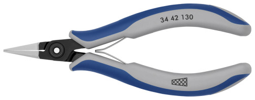 Gripping pliers precision. for electronics, flat wide sponges with laser cross notch, L-130 mm, 2-k handles