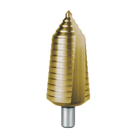 Step drill bit HSS CBN ground with spiral groove and sharpening of the tip Ø 6,0 - 40.00 TiN
