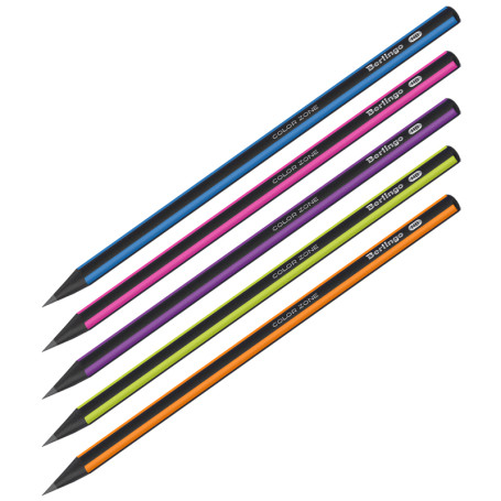 Pencil b/g Berlingo "Color Zone", triangular, ebony, sharpened., assorted