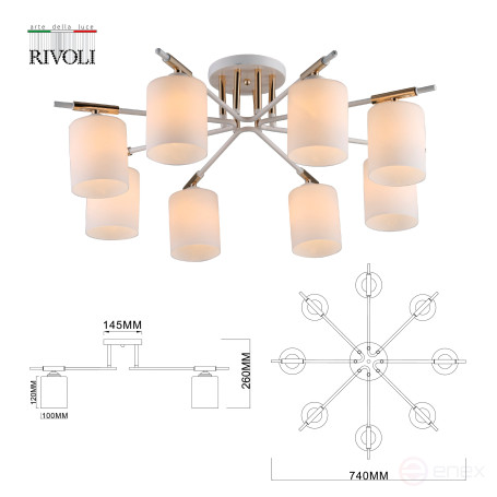 Люстра Rivoli Amanda 9092-308 8 * Е27 40 Вт модерн