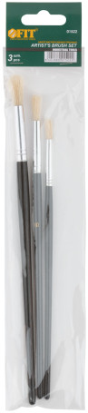 Artistic brushes, natural bristles, wooden handle, round, set of 3 pcs.