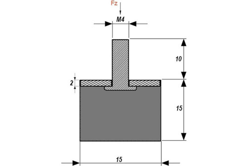 Виброизолятор (резинометаллический буфер) M4x10 до 10 кг A00008.1600150150410