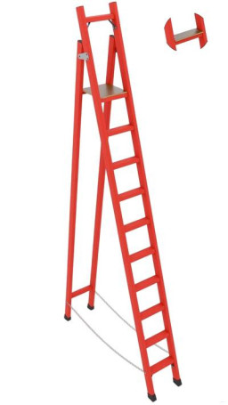 CCC-3.3TS dielectric stepladder with symmetrical support, Telecom, wide steps, h=3300mm, h work platform=2400mm, steps 10