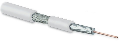COAX-SAT703N-WH-100 SAT703N coaxial cable, 75 ohm, core - 17 AWG (1.13 mm, copper,solid), foil+braid screen (tinned copper, 45%), outer diameter 6.6mm, PVC insulation, white (100 m bay)