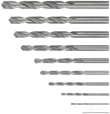 Set of HSS metal drills, 118° sharpening angle, layer. case, 10 pcs. (1-2-3-4-5-6-7-8-9-10 mm)