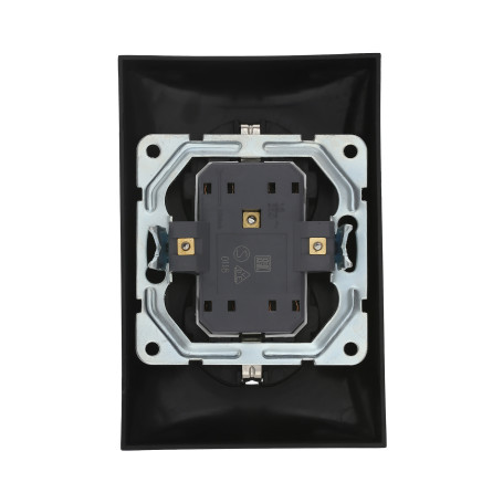 Double straight socket with S/c, with blinds (silver metallic) LK60