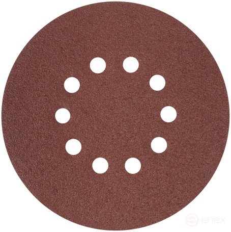 Круги шлифовальные с отверстиями (липучка), алюминий-оксидные, 225 мм, 5 шт. Р 36