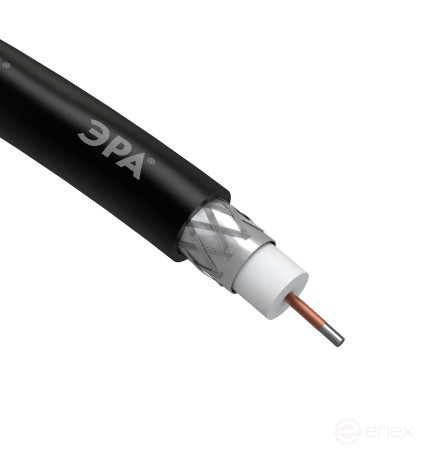 RL-64-PE100 ERA Coaxial Cable RG-6U, 75 Ohm, CCS/(64% Al braid), PE, color black, 100 m coil, SIMPLE