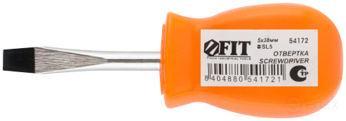 Отвертка "Эконом", CrV сталь, пластиковая оранжевая ручка 5х38 мм SL