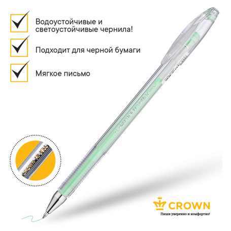 Gel pen Crown "Hi-Jell Pastel" green pastel, 0.8mm