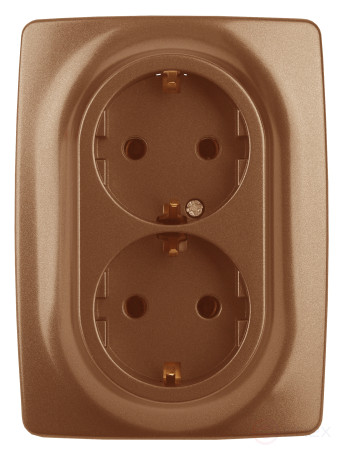 Розетка ЭРА Серия 12 12-2106-14 двойная с заземлением 2X2P+E Schuko 16A-250В IP20 медь